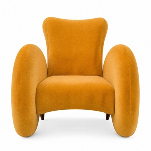 Sillón Individual de Lujo Extra Grande de Terciopelo, Sofá de Ocio con Esponja Gruesa y Reposacabezas Ancho Curvo para Sala de Estar en Villas - Product Image 1