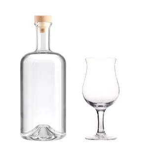 Offre Spéciale vodka brandy givré vide fournisseur de bouteilles en verre 500ml 700ml 750ml 1000ml whiskey alcools vodka bouteille en verre