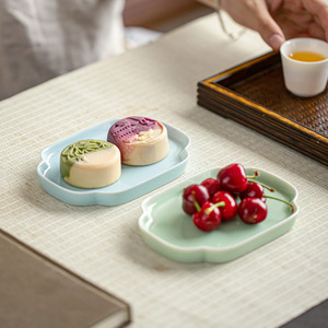 จานผลไม้เซรามิกพอร์ซเลนสไตล์จีนถาดเล็กสำหรับของว่างขนมหวานเสิร์ฟชา - Product Image 4