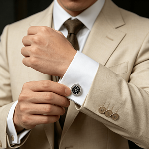 Boutons de manchette classiques ronds noirs pour hommes, pour chemises de mariage et d'affaires, en cuivre, prix bas, vente en gros - Product Image 3