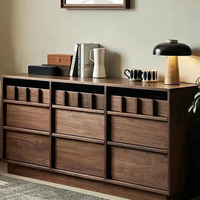Meuble TV Modulaire Sur Mesure en Bois Massif Noyer Chêne, Buffet de Salon, Console Multimédia
