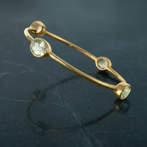 Handmade Brass Gemstone <b>Bangle</b> <b>Bracelet</b> with Round Glass Orange Gemstone Gold Plated Casual Sporty Unisex Anniversary <b>Bracelet</b> - Product Image 2