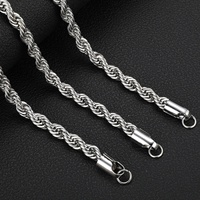 Chaîne en acier inoxydable à maillons français, plaquée or par électrolyse sous vide, collier chaîne corde, accessoire de bijouterie pour homme
