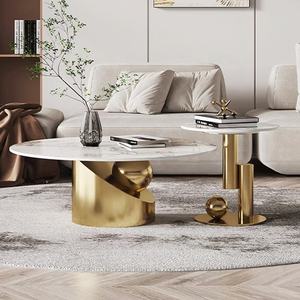 סלון יוקרתי יוקרתי מודרני סלון עגול שולחן קפה יצירתי מפלדת אל חלד עם ריהוט ביתי - Product Image 2