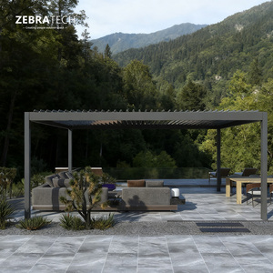 Pergola bioclimatique certifiée CE avec toit en aluminium à lames motorisées, gris foncé, LED en option pour pavillon <span class=keywords><strong>de</strong></span> <span class=keywords><strong>jardin</strong></span> - Product Image 2