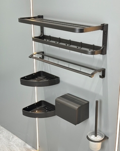 Liga de zinco dobrável Eco durável moderno escovado acolchoado parede de cinco peças banheiro Hotel acessórios conjunto - Product Image 4