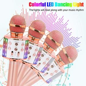 Draadloze Karaoke Microfoon Handheld Draagbare Speaker Home Ktv Speler Met Dancing Led Verlichting Record Functie Voor Kinderen - Product Image 4