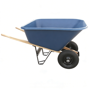 Robuste, 6 pieds cubes <span class=keywords><strong>Brouette</strong></span> à deux <span class=keywords><strong>roues</strong></span> (130L) avec plateau en PP, roue pneumatique 16x4.00-8, jante métallique et poignée en <span class=keywords><strong>bois</strong></span> <span class=keywords><strong>pour</strong></span> jardin et construction - Product Image 3