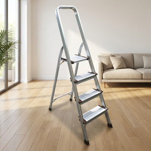 Échelle pliante en aluminium robuste et légère avec marches larges antidérapantes, échelle compacte en chevrons pour la maison - Product Image 3