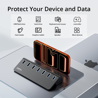 FIDECO Factory Aluminium pour ordinateur portable 7 ports USB3.2Gen2 10 Gbps Charge et transfert de données Hub USB multiport Station d'accueil