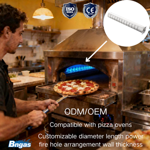 หัวเตาแก๊สแบบท่อสำหรับเตาอบพิซซ่า ผลิตตามสั่ง ได้รับการรับรองมาตรฐาน CE ประหยัดพลังงานสูง ผลิตจากสแตนเลส พร้อมระบบผสมแก๊สก่อนใช้งาน - Product Image 2