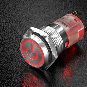 טבעת כוח לחיצה על לחצן מתג טבעת מואור 19 מ "מ ראש שטוח הוביל לרבוט/רגעיות 5a ip67 כפתור עמיד למים מתג - Product Image 1