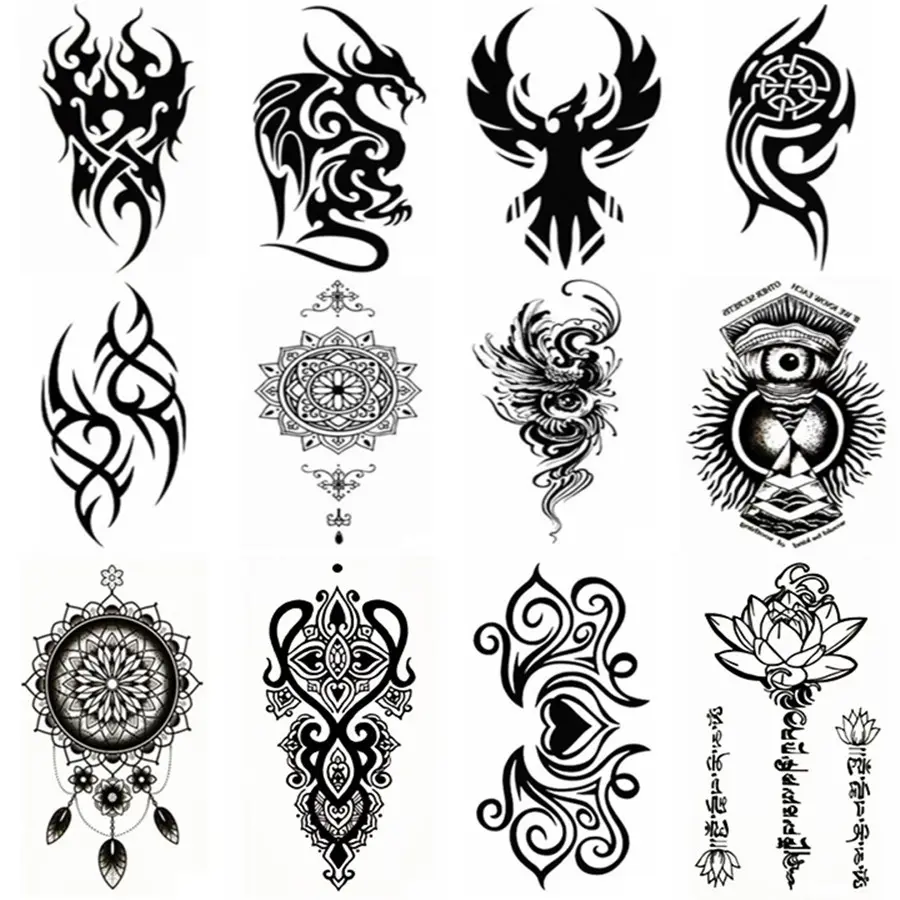 Fast Delivery Temporary Tattoo for Men Totem Pattern Arm Leg Tattoo Sticker Waterproof