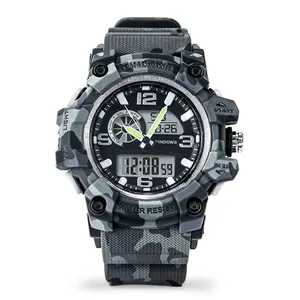PINDOWS Factory Big Case 5ATM Waterproof Plastic Digital Men Wristwatch Electronic Watch Wrist Led Sport Resin Watch Unisex 1pcs