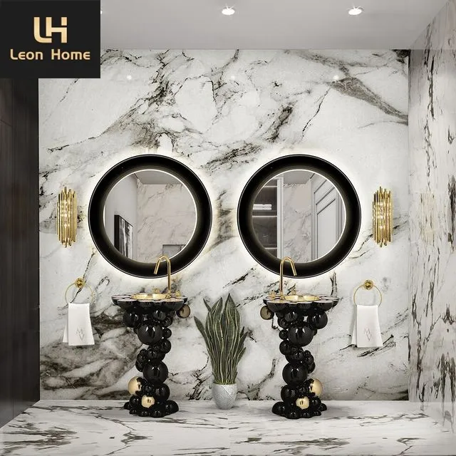 Bacia do banheiro moderna de luxo, lavatório moderno para banheiro, em forma de bola, pintura livre, preta, aço inoxidável, lavatório