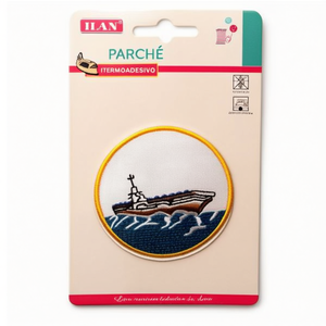 Patch Ilan 7x7 cm con disegno di nave ricamato termoadesivo - Product Image 2
