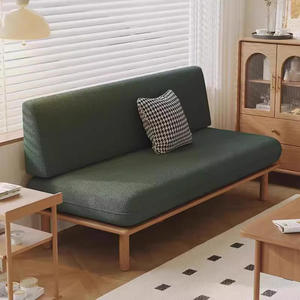 Brown Fabric <b>Sleeper</b> <b>Sofa</b> <b>Bed</b> Frame <b>Sofa</b> Couch Wooden Legs Compact Living Room Lounge Furniture - Product Image 3