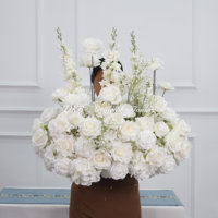 Chemin de plancher de fleurs de mariage blanc personnalisé pour centre de table grand événement décoration d'allée arrangement de fleurs en soie