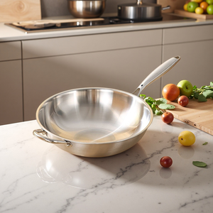 Pentola in Acciaio Inox 304 a Tre Strati Antiaderente Compatibile con Gas e Induzione con Manico in Acciaio Inox per Cottura Sana - Product Image 4