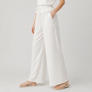 <span class=keywords><strong>Pantaloni</strong></span> a gamba larga a vita alta da <span class=keywords><strong>donna</strong></span>, casual estivi, <span class=keywords><strong>con</strong></span> <span class=keywords><strong>elastico</strong></span> in vita e coulisse, <span class=keywords><strong>con</strong></span> tasche - Product Image 3