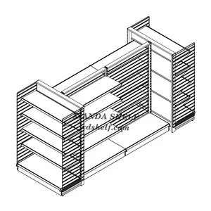 Góndola-estante de metal para supermercado, estantería de acero de múltiples capas, doble cara, fija, usada, precio de fábrica