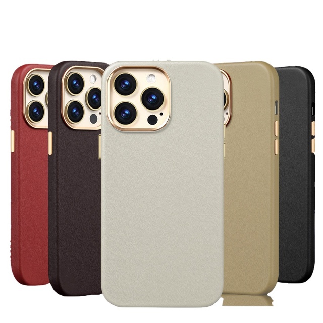 Luxury Genuine Leather Phone Case for iPhone 15 14 13 12 Pro Max a Set of High-Quality Phone Cases with Tempered Film