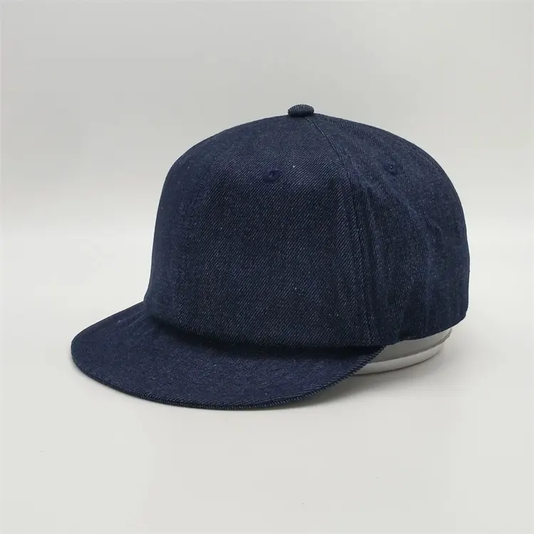 Sıcak satış lacivert Metal deri kilit toka özel Logo 6 paneller düşük profilli yapılandırılmamış düz baskılı Snapback şapka şapkalar Caps