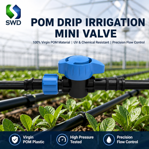 Mini-vanne d'<span class=keywords><strong>irrigation</strong></span> <span class=keywords><strong>agricole</strong></span> 14*16/14*20, <span class=keywords><strong>raccord</strong></span> pour ruban goutte-à-goutte, en plastique noir/bleu POM, mini-vanne de contrôle pour <span class=keywords><strong>irrigation</strong></span> goutte-à-goutte - Product Image 2