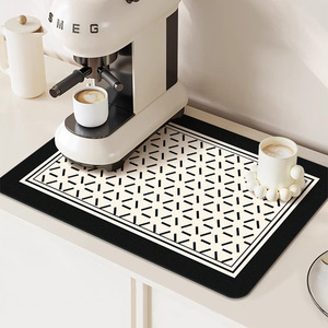 Tapis de drainage pour machine à café Chloe, rectangulaire, en terre de diatomée, antidérapant, pour comptoir de cuisine, style méditerranéen, isolation thermique - Product Image 5