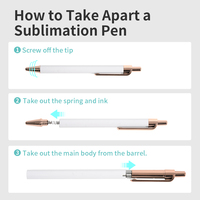 Stylo avec logo, vente en gros personnalisée, stylos à sublimation, stylos à bille en métal, blancs pour sublimation avec film rétractable pour fournitures scolaires