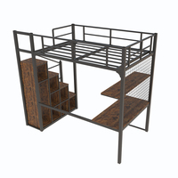 Lit mezzanine à cadre métallique avec bureau et escalier pour adultes dortoir de grande taille