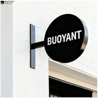Boîte lumineuse publicitaire ronde en métal acier inoxydable acrylique personnalisée, étanche, double face, pour extérieur, enseigne de magasin
