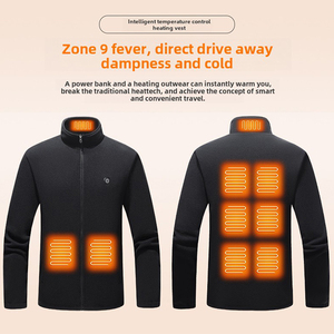 Giacca termica termica in <span class=keywords><strong>pile</strong></span> nero polare cappotto ricaricabile per riscaldamento intelligente vestiti invernali caldi per donna uomo - Product Image 2