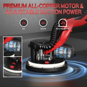 Mở rộng 21V pin-powered vách thạch cao Sander hút bụi bộ sưu tập | LED ánh sáng 12 <span class=keywords><strong>Sanding</strong></span> đĩa đầy đủ phụ kiện <span class=keywords><strong>Kit</strong></span> xách tay - Product Image 4