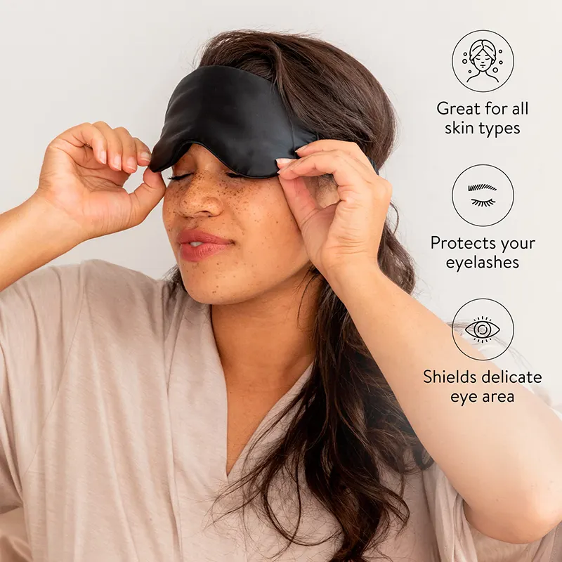 Masque pour les yeux en soie satinée avec logo personnalisé de voyage réutilisable occultant réglable extension de cils mémoire de sommeil