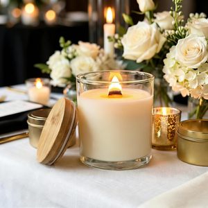 Barattoli in Vetro Spesso da 10 oz (315ml) per Candele con Coperchi in Bambù, Portacandele in Vetro per Decorazione Casa, Vendita all'Ingrosso - Product Image 5