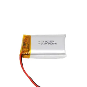 3.7V 800mah 902535 Oplaadbare Lithium Ion Polymer Lipo Batterij 9.0mm Met kabel en connector