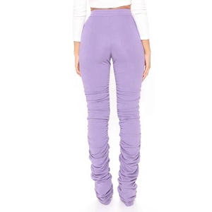 PIHA SPORTS Pantalon de survêtement empilé pour femme, design personnalisé avec logo, collection été 2026, en molleton, avec cordon de serrage, taille mi-haute, respirant, écologique, coupe ample - Product Image 4