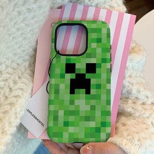 Coque de téléphone 2-en-1 Green Plaid <span class=keywords><strong>Monster</strong></span> 3D TPU pour Apple 16Pro Soft Case pour XR et Hard Case Compatible avec 15/13 Mobiles - Product Image 3