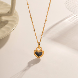 Collar de Corazón de Doble Cara Geométrico de Lujo Ligero, Estilo INS, Chapado en Oro de 18K, Colgante de Acero Inoxidable - Product Image 5