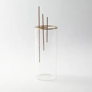 Porte-encens MAXERY avec attrape-cendres amovible en verre, porte-bâton d'encens avec base carrée en noyer