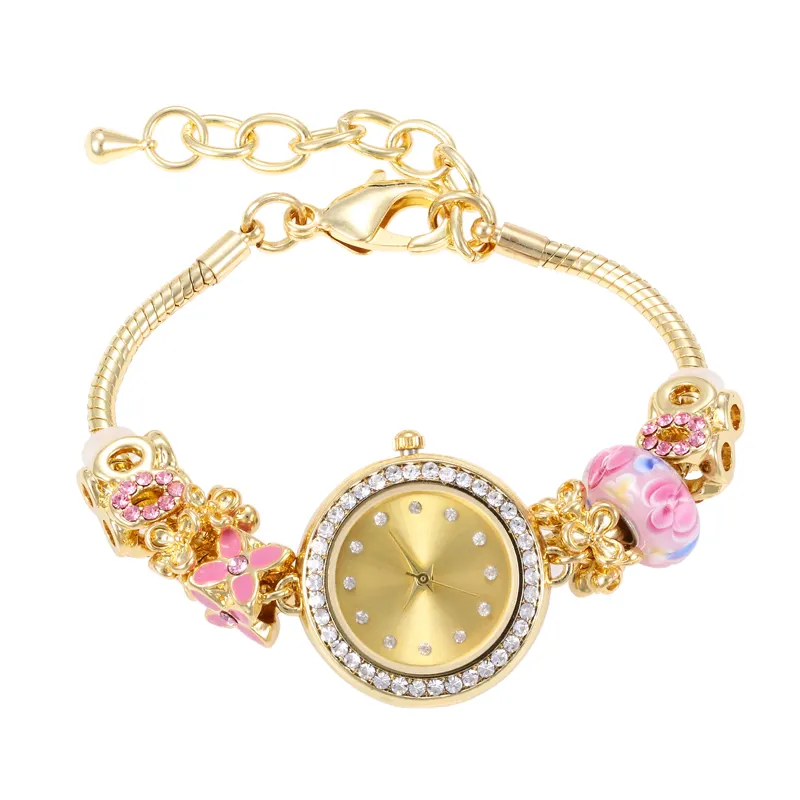 Retro Minimalism Antique Silver Plated Ladies Watch Fashion Elegant Charm Bracelets Bangles Colorful Chamilia Watches For Women