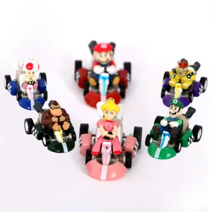 6pcs/सेट सुपर मारियो Bros मिनी Kart कारों आंकड़ा खिलौने बच्चों के लिए