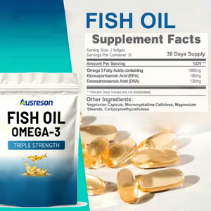 Huile de poisson oméga-3 halal en capsules molles, compléments alimentaires pour la santé du cerveau et du cœur, en vrac, capsules molles d'huile de poisson oméga-3 de 1000 mg - Product Image 2