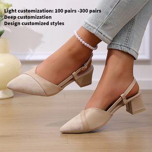 Nouvelle conception de luxe pour <span class=keywords><strong>femme</strong></span>, sexy, à <span class=keywords><strong>bout</strong></span> pointu, talons hauts épais, empeigne pointue et en V, bride fine, boucle de col, M-LC-012 - Product Image 1