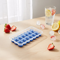 Bac à glaçons en plastique avec couvercle, moule à glace en silicone sans BPA, réutilisable, pour la maison, la cuisine, le bar, les boissons