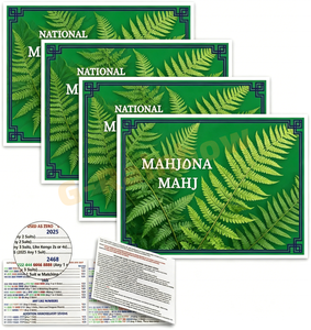 Cartes de jeu de la Ligue Nationale de Mahjong 6,12" x 4,75" – Cartes de règles pliables en trois parties pour le Mahjong Américain pour 4 joueurs - Product Image 1