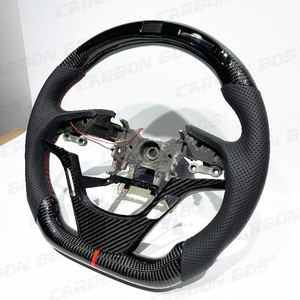 Volante de Fibra de Carbono Negra Real con Pantalla LED para <span class=keywords><strong>Hyundai</strong></span> Genesis Coupe, Costuras Personalizables para Genesis Coupe - Product Image 4