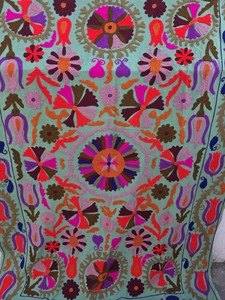 Couverture en coton Suzani brodée, drap de lit, couvre-lit, Suzani ouzbek, tapis mural Suzani, décoration bohème pour la maison, assortiment de fournitures B2B - Product Image 3