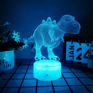 Dinosaur nightlight 7 color-changing 3D acrylic panel children's remote control features LED lights
